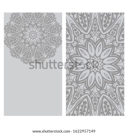 Vintage cards with Floral mandala pattern.  template. The front and rear side.