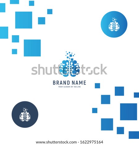 logo design brain technology vector template