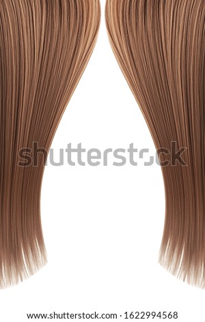 Brown hair over white as background (isolated). Copy space
