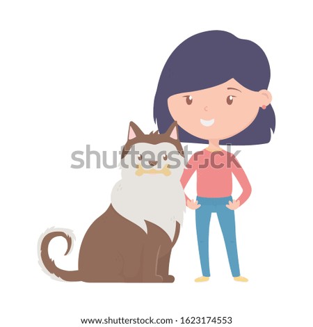 young woman with dog love adoption campaign vector illustration