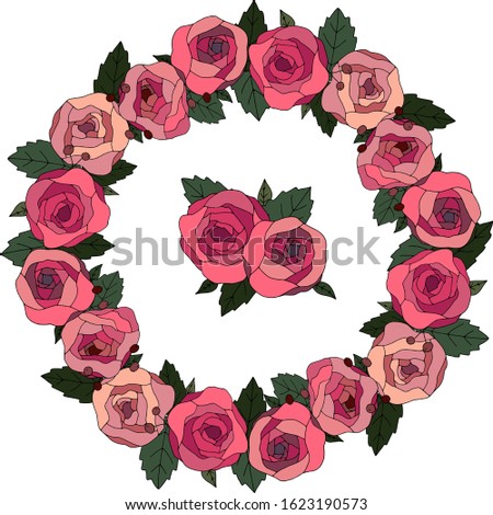 Bright vector wreath of roses.