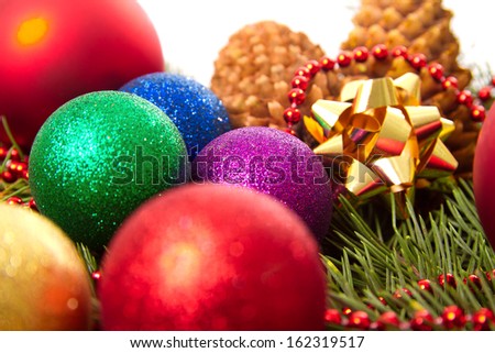 Christmas balls fir cones