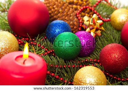 Christmas balls fir cones