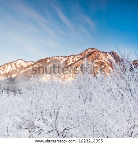 Landscape with mountains in winter