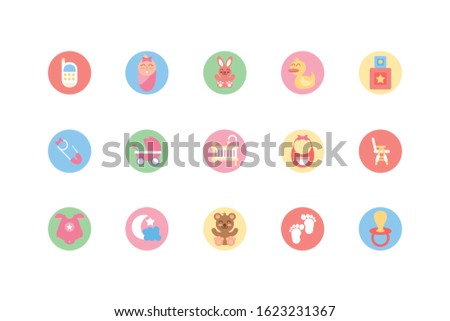 baby objects and toys icon set design, Child newborn childhood innocence and little theme Vector illustration