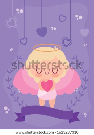 Love cupid cartoon design of Passion romantic valentines day wedding decoration and marriage theme Vector illustration