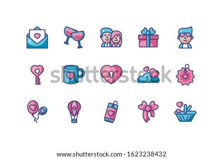 Icon set design of Love valentines day wedding passion romantic decoration and marriage theme Vector illustration