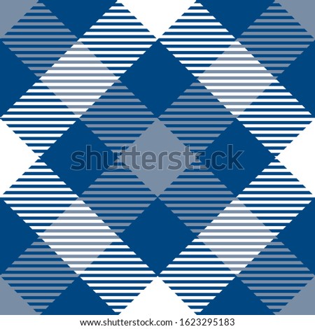 Classic Blue and White Tartan  Plaid  Seamless Pattern. Flannel  Shirt Tartan Patterns. Trendy Tiles Vector Illustration for Wallpapers.
