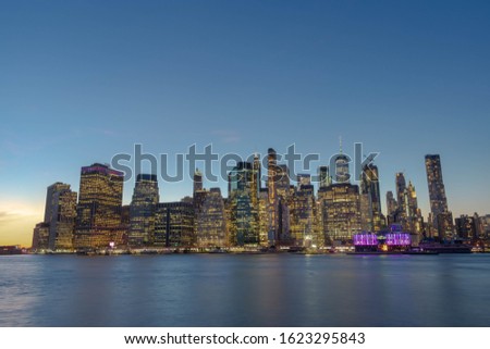 HDR of New York skyline from Brooklyn sunset