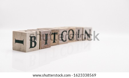 Bitcoin BTC letters on white background