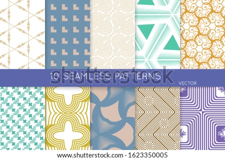 Simple geometric texture. Collection of seamless geometric minimalistic patterns. Backgrounds and wallpapers. Textile ornament. Properly grouped and layered drag and drop to the swatch pallet.