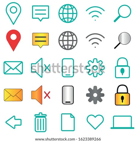 blue stroke color icons for software and mobile applications