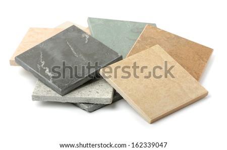 Stone tiles samples isolated on white Royalty-Free Stock Photo #162339047