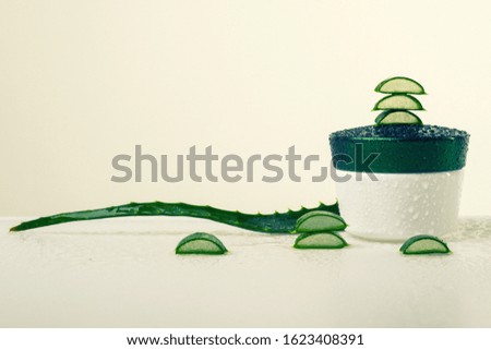 Foot cream with aloe Vera extract on white background - Image