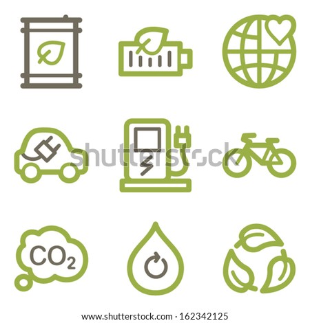 Ecology icons, green line contour series