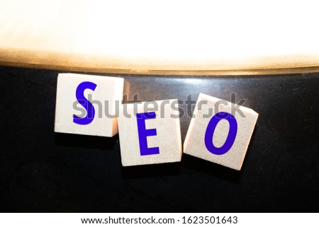 Seo word collected of wooden elements with the letters