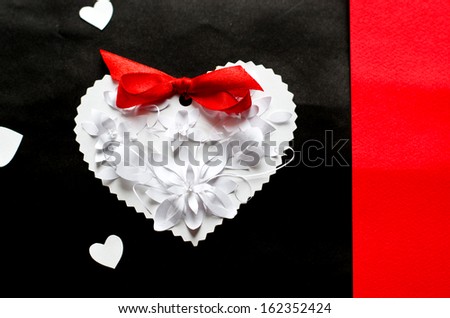 White paper heart. Valentine card