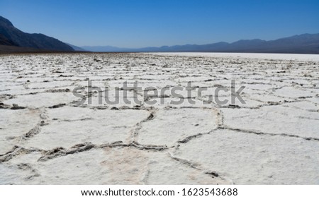 Death Valley National Park, California. Badwater Basin is an endorheic basin. Lowest point in North America. Beautiful white salt creating shapes and forms on the ground.