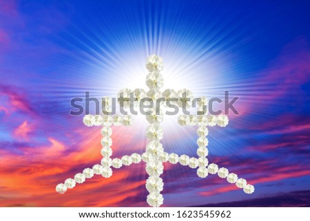Easter background. Christian cross against celestial clouds. Easter background. Christian Cross Against Heaven