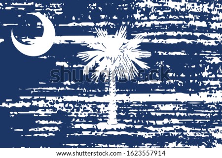 The flag of the USA state of South Carolina with a grunge effect. State flag in brush strokes. Vector illustration.