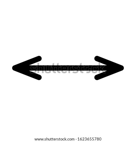 2 side arrow for illustration of width, length, height, thickness, depth. Double arrow icon. Thin line art image. Black simple symbol for measuring. Contour isolated vector image on white background
