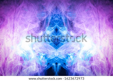 Pattern, Neon pink and   blue smoke in the  on a dark isolated background. Background from the smoke of vape
