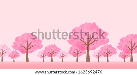 Beautiful watercolor cherry blossom tree