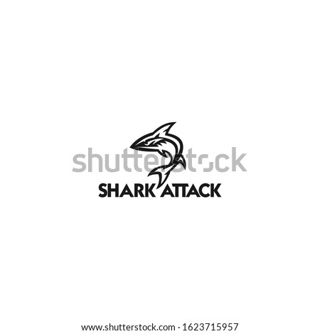Angry black shark vector illustration isolated on white background. logos, mascots or other advertising design