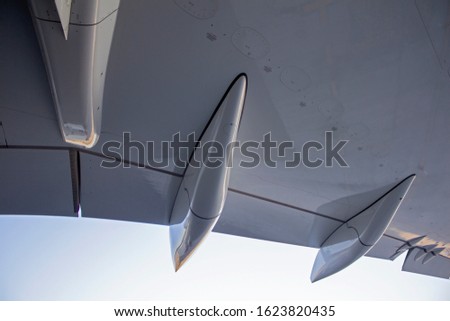 Early Morning Shot OF Flaps And Ailerons On A Large Commercial Airplane Wing Royalty-Free Stock Photo #1623820435