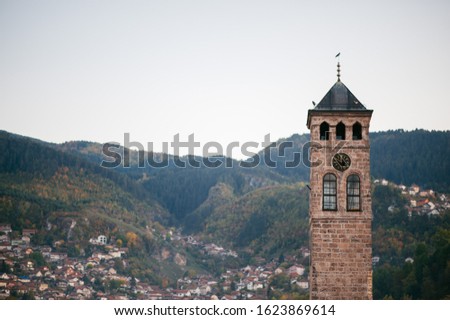 Ottoman clock tower in Sarajevo showing lunar time Unique View