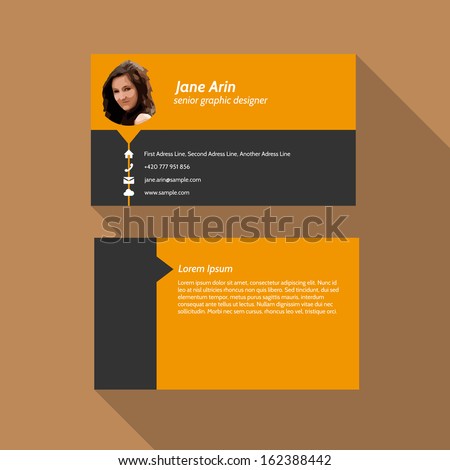 Modern simple light business card template - Flat Design - Vector Illustration Royalty-Free Stock Photo #162388442