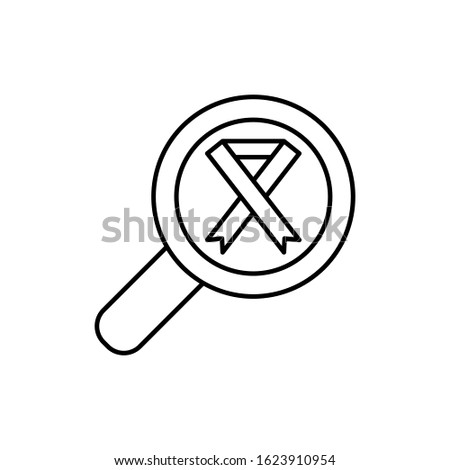 Magnifier ribbon cancer icon. Simple line, outline vector elements of world awareness day icons for ui and ux, website or mobile application