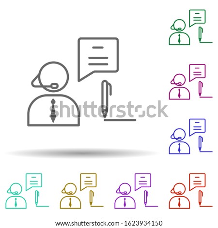 Consultant, receptionist in multi color style icon. Simple thin line, outline vector of team work icons for ui and ux, website or mobile application