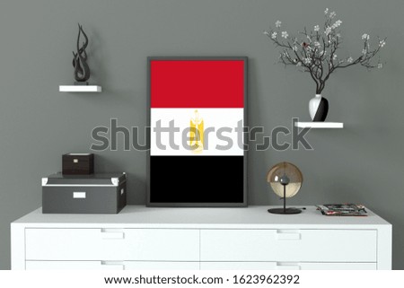 Flag of Egypt photo frame in Room.Egypt Flag frame on table.
