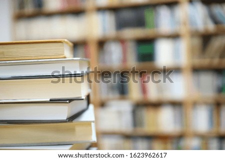 Books on the table in bookstore