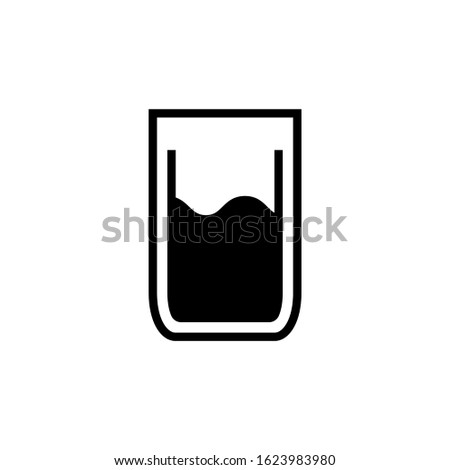 Water glass icon vector in black flat shape design  on white background
