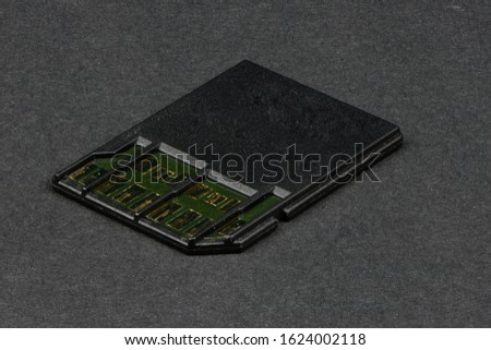 Modern professional  Memory Card features 64GB Storage Capacity,  ready to be used. Isolated on white background. High resolution photo. Full depth of field.