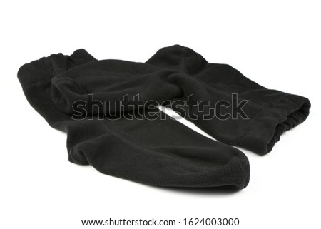 Pair of new unisex black stretch sport thermo sock. Isolated on white background. High resolution photo. Full depth of field.