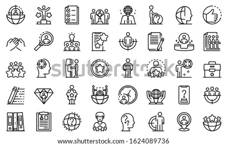Headhunter icons set. Outline set of headhunter vector icons for web design isolated on white background Royalty-Free Stock Photo #1624089736