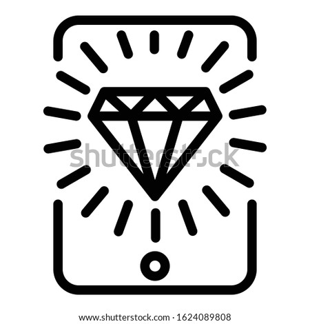 Diamond gaming smartphone icon. Outline diamond gaming smartphone vector icon for web design isolated on white background