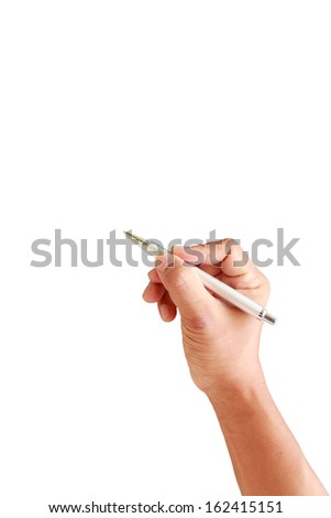 pen in the man hand isolated on white background