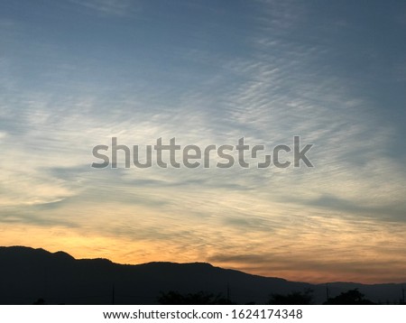 Twilight sky. mountain and dramatic sky sunrise background.