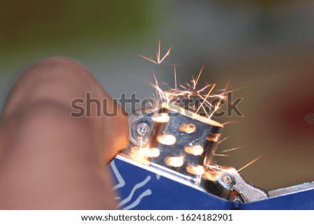 very closeup lighter with spark