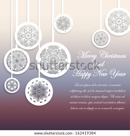 Christmas card with balls made of snowflakes