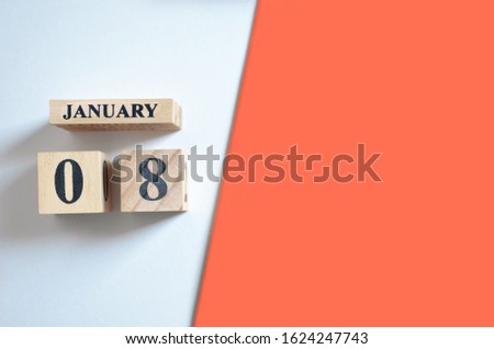 January 8, Empty white - Red background.