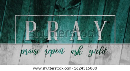 Pray Walldecoration (Teal Green) 19" x 42" (2" overlaping)