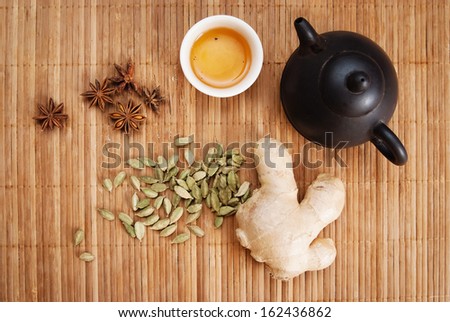 ayurvedic cooking. spice tea. Royalty-Free Stock Photo #162436862