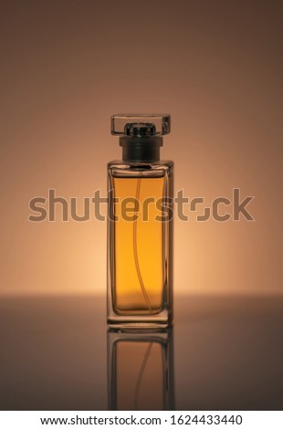 Perfume bottle on a сolored background