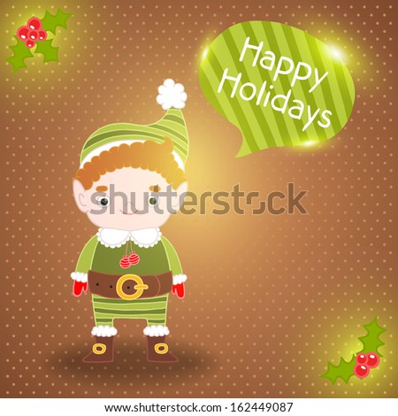 Christmas elf card with bubble speech