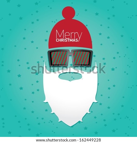 Christmas hipster poster for party or greeting card. Vector illustration